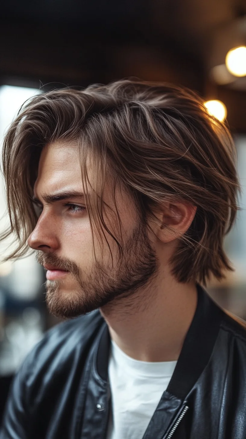 Effortlessly Stylish: The Textured Shoulder-Length Hairstyle for Modern Men