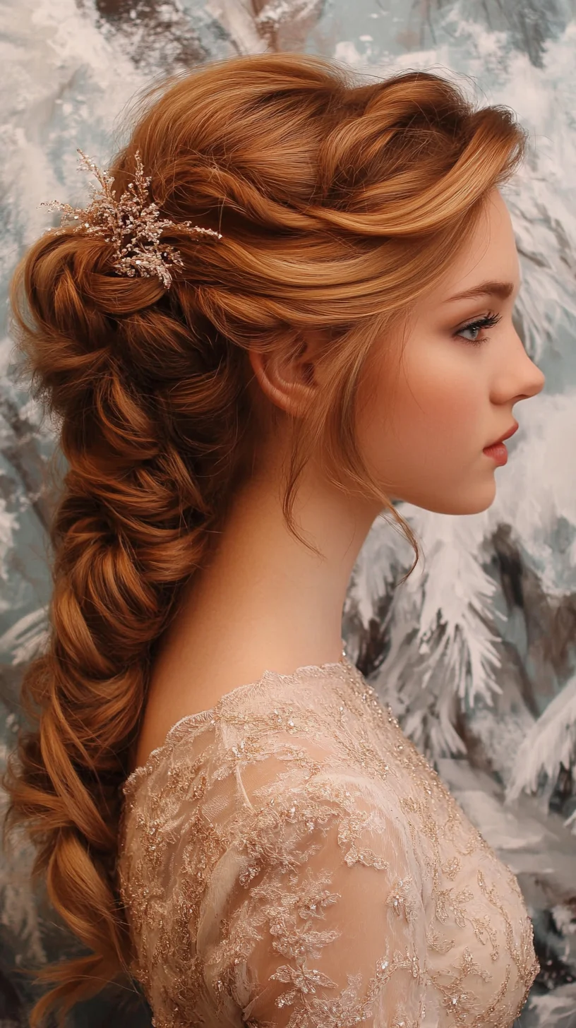 Elegant Braided Updo with Textured Volume and Delicate Accessories