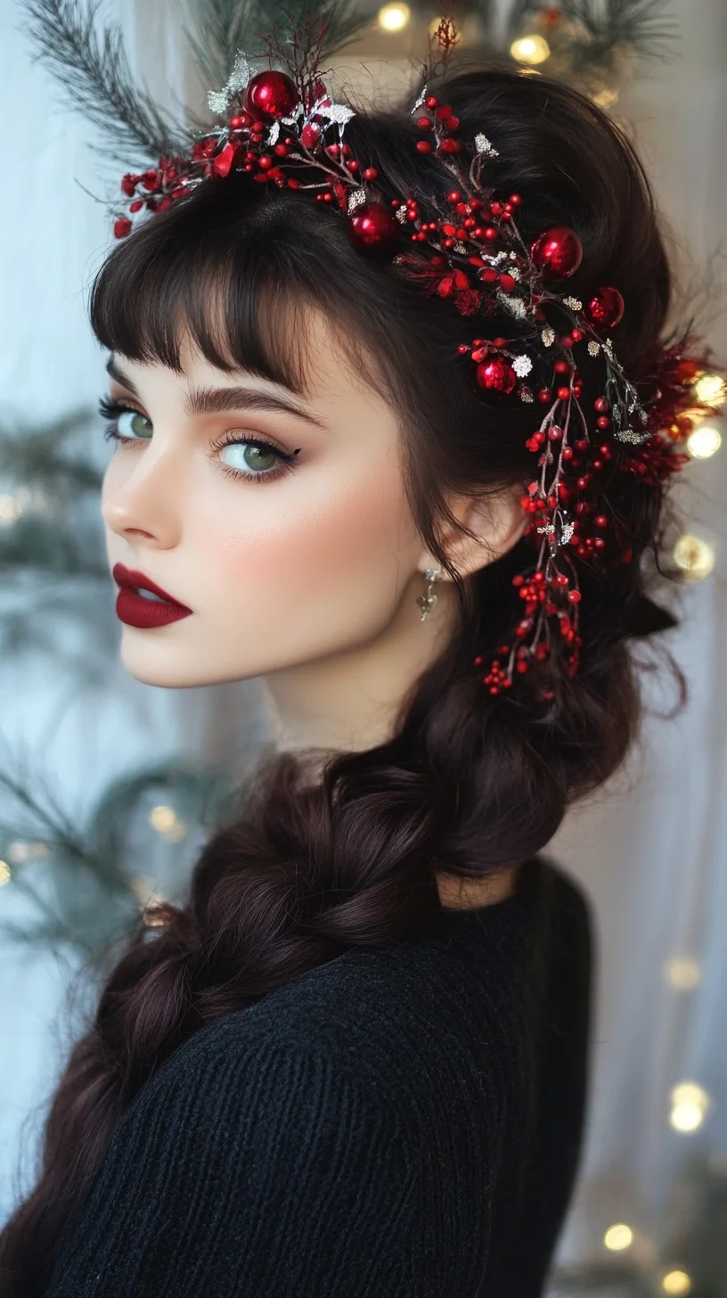 Elegant Holiday-Inspired Braids with Festive Accents