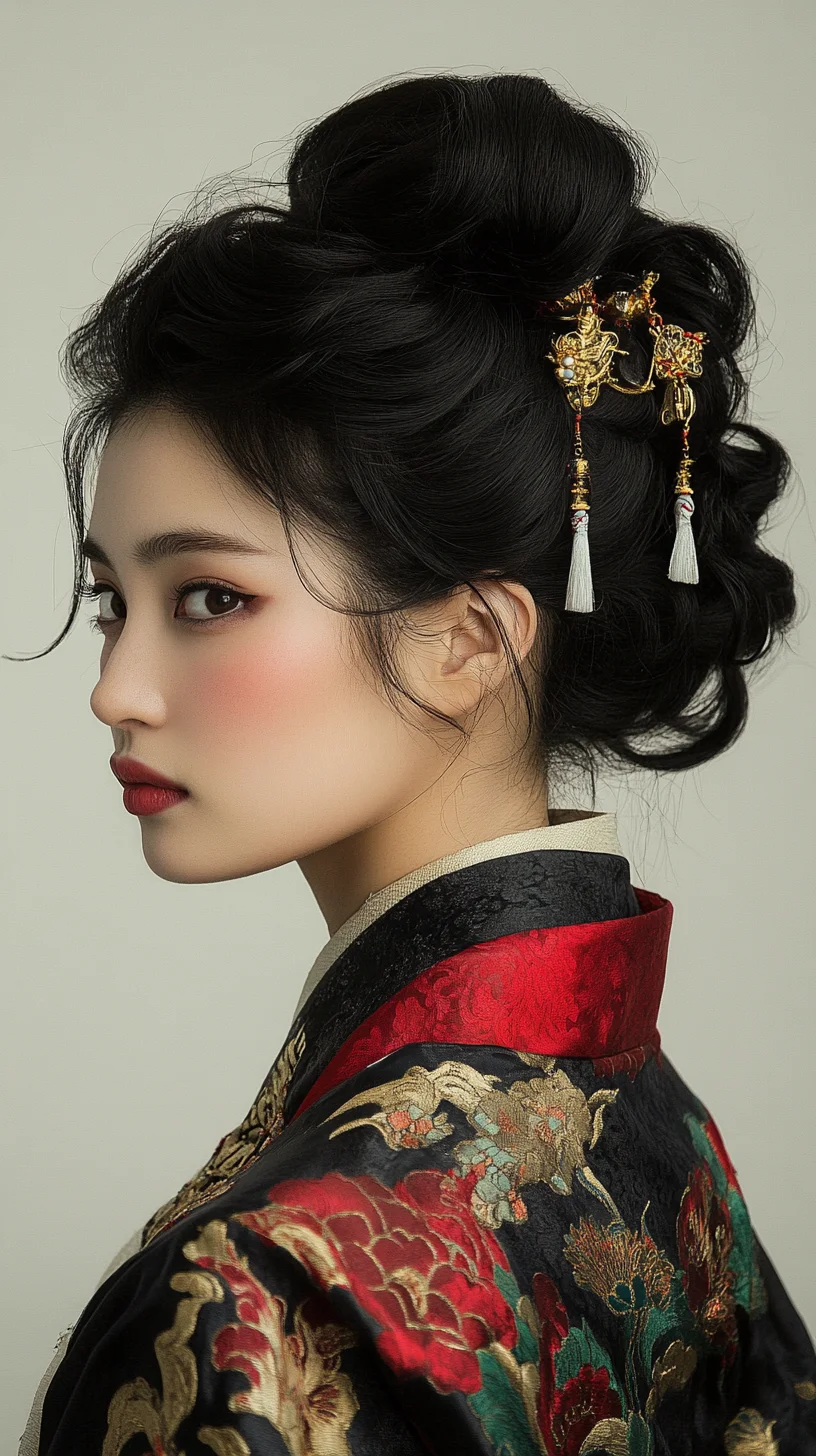 Elegant Traditional Updo with Intricate Hair Accessories