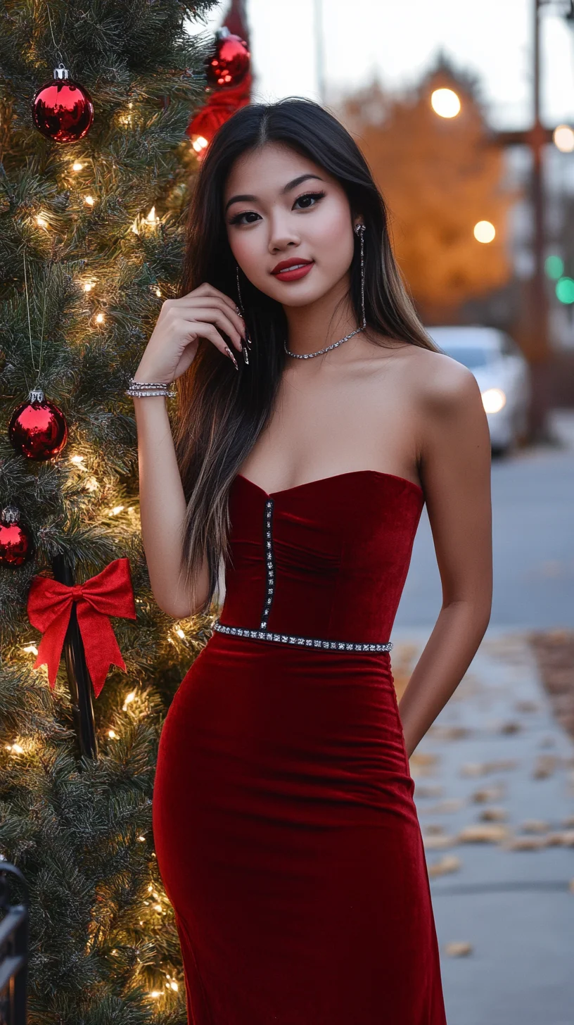 Elegant Velvet Glam: Unleashing Holiday Charm in Rich Crimson