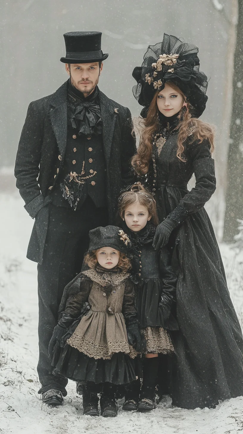 Elegant Victorian Family Ensemble: Timeless Charm for Winter Wonderland