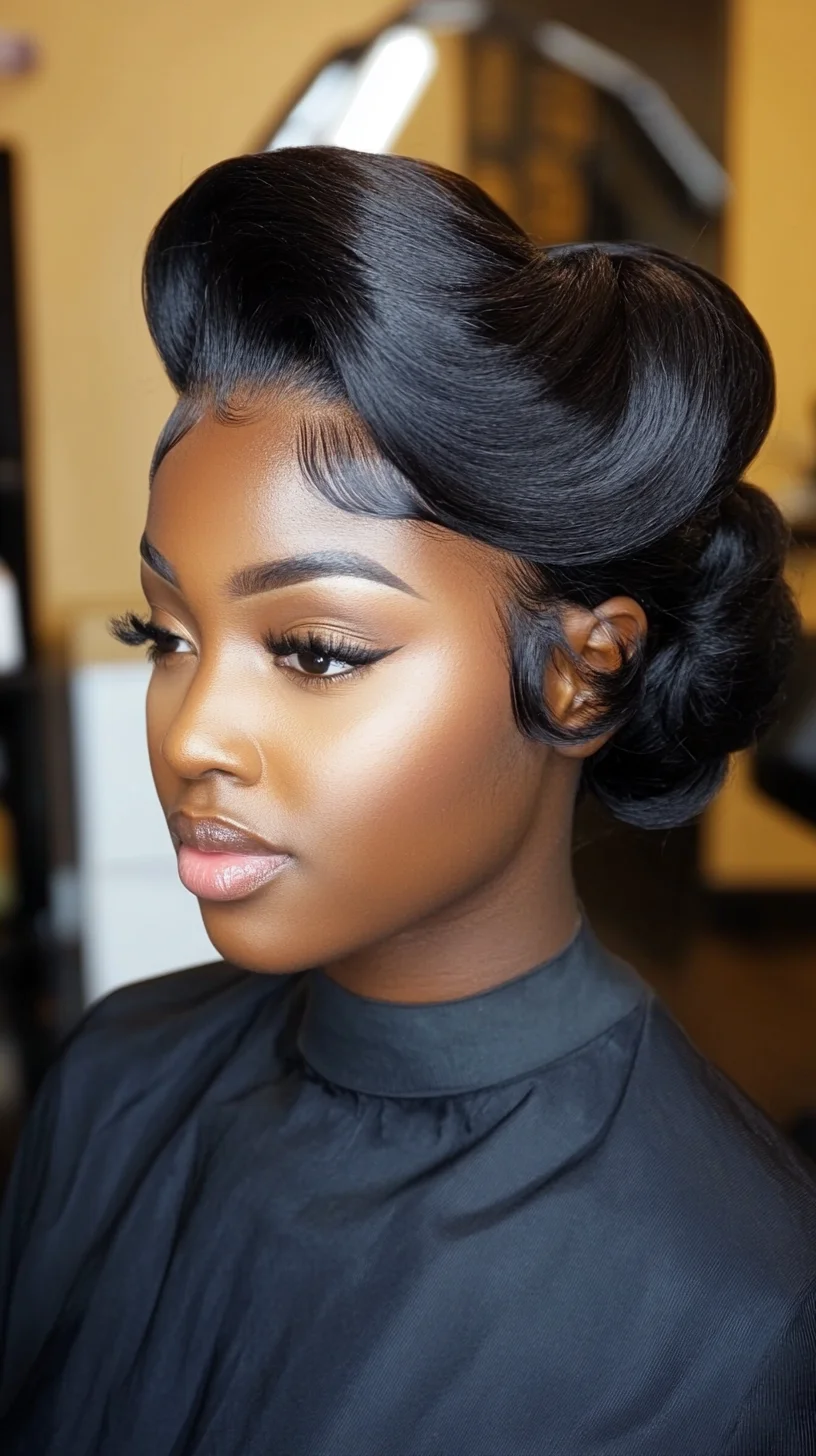 Elegant Vintage Glam: The Timeless Bun with Gorgeous Waves