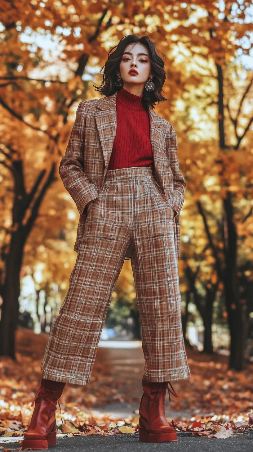 Elevate Your Fall Wardrobe with Chic Plaid Layers and Bold Red Accents