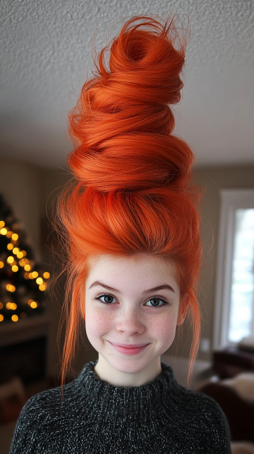 Elevate Your Look with a Bold, Towering Bun in Vibrant Orange