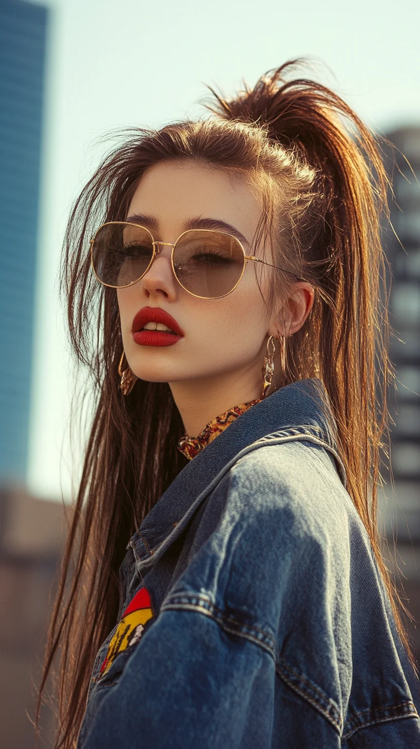 Elevate Your Look with a Chic High Ponytail and Striking Retro Vibes