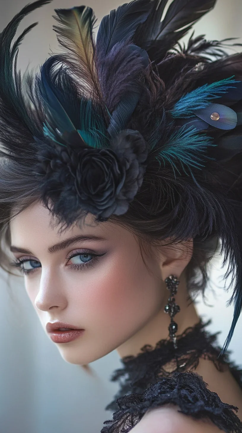 Elevate Your Look with a Striking Feathered Updo for a Glamorous Statement