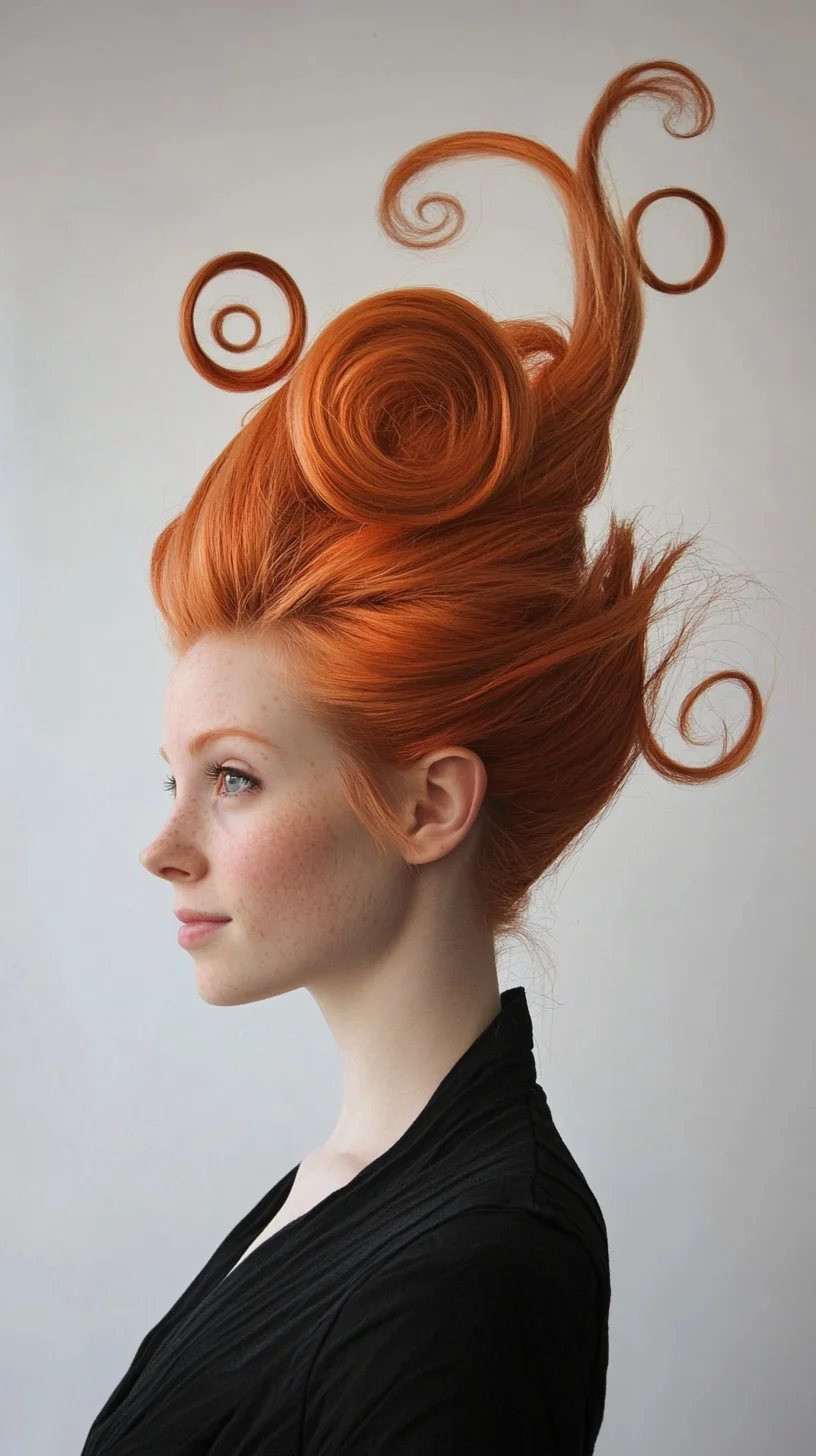 Elevate Your Look with Playful Swirls and Spirals: A Bold Orange Statement Hairstyle