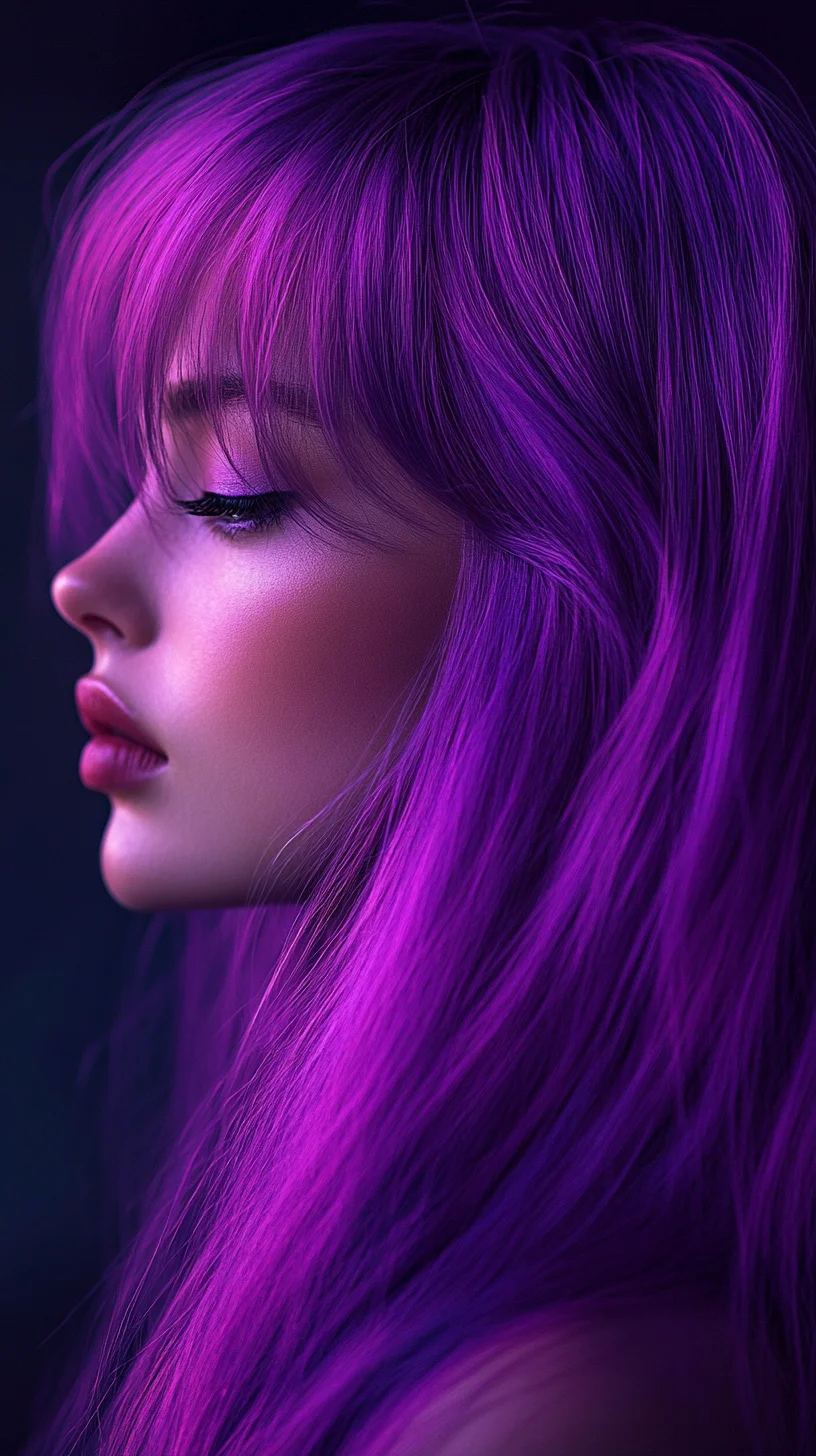 Elevate Your Look with Vibrant Purple Waves and Playful Bangs