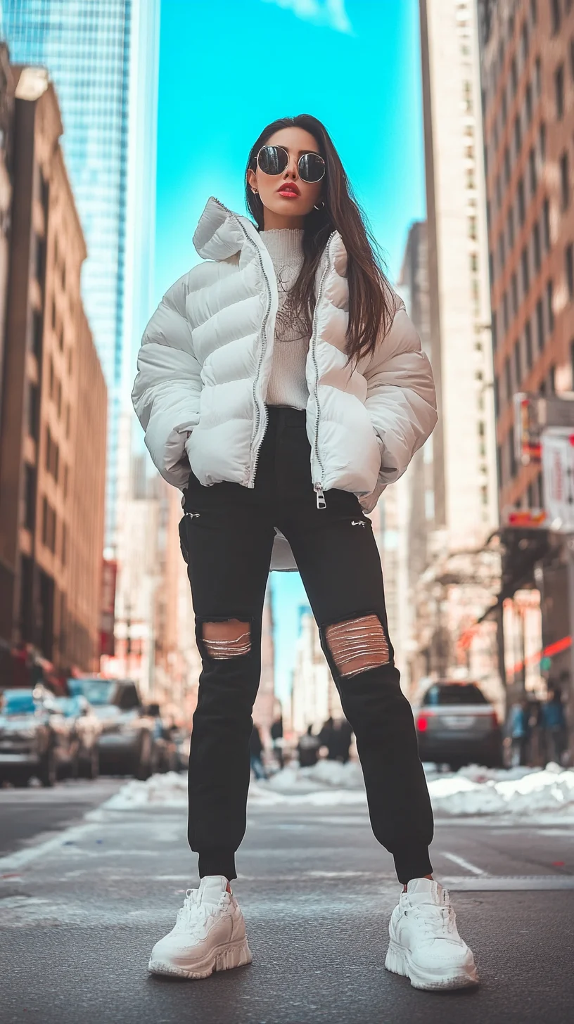 Elevate Your Street Style: Cozy Puffer Meets Chic Ripped Jeans