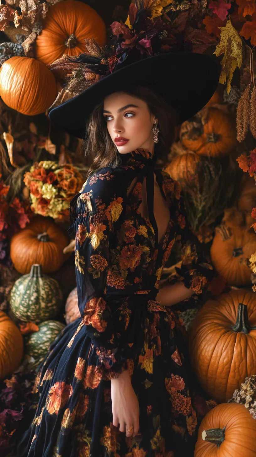 Embrace Autumn Elegance: A Luxurious Floral Dress with Chic Accessories