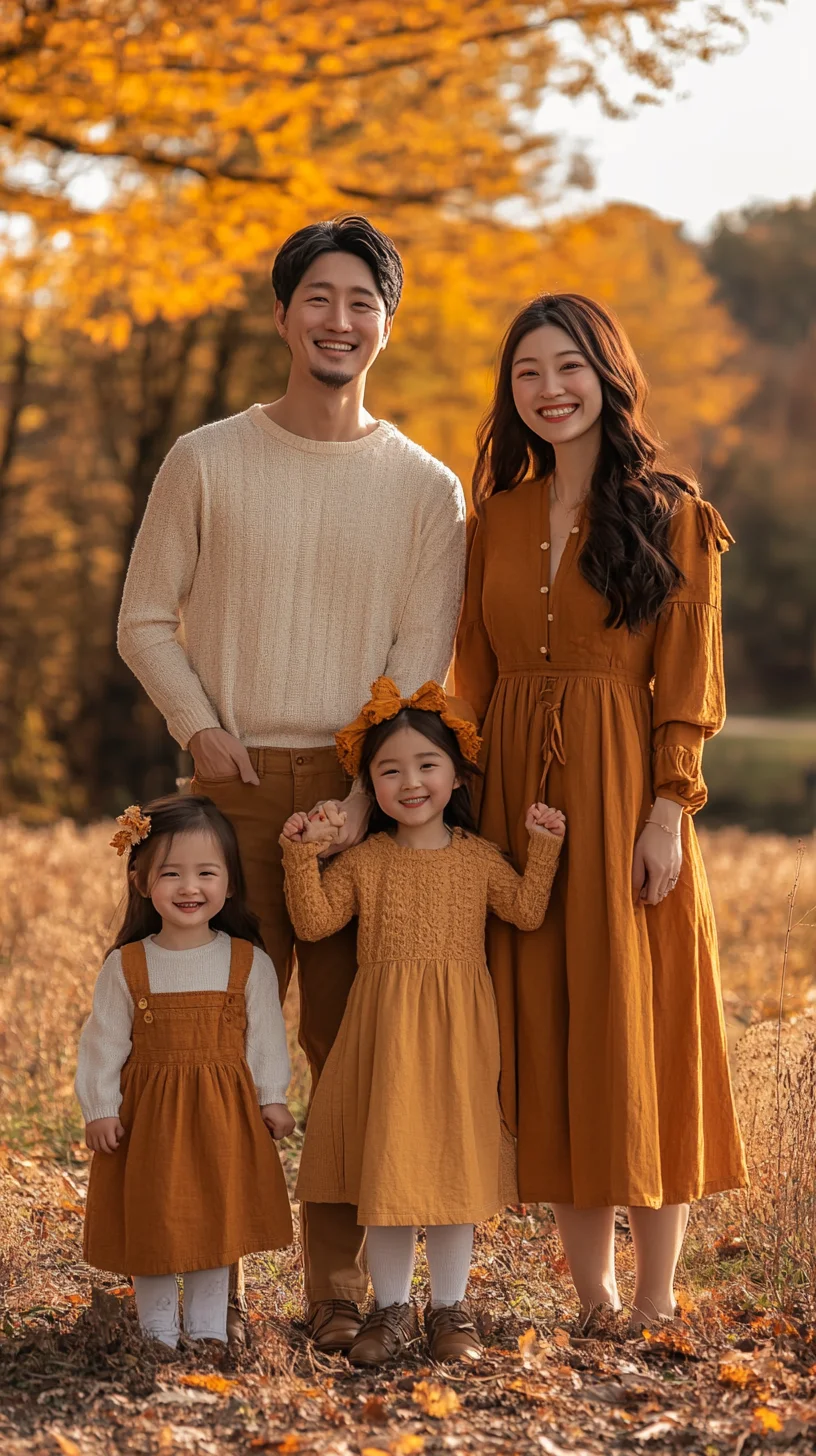 Embrace Autumn Elegance: Family Outfits in Warm Honey Hues