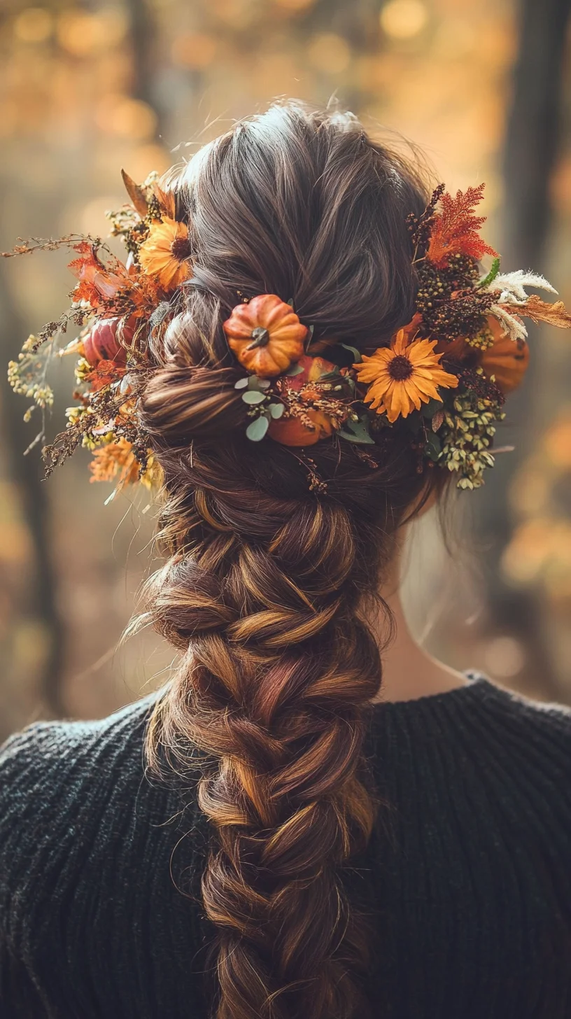 Embrace Autumn Elegance with This Floral Braided Hairstyle