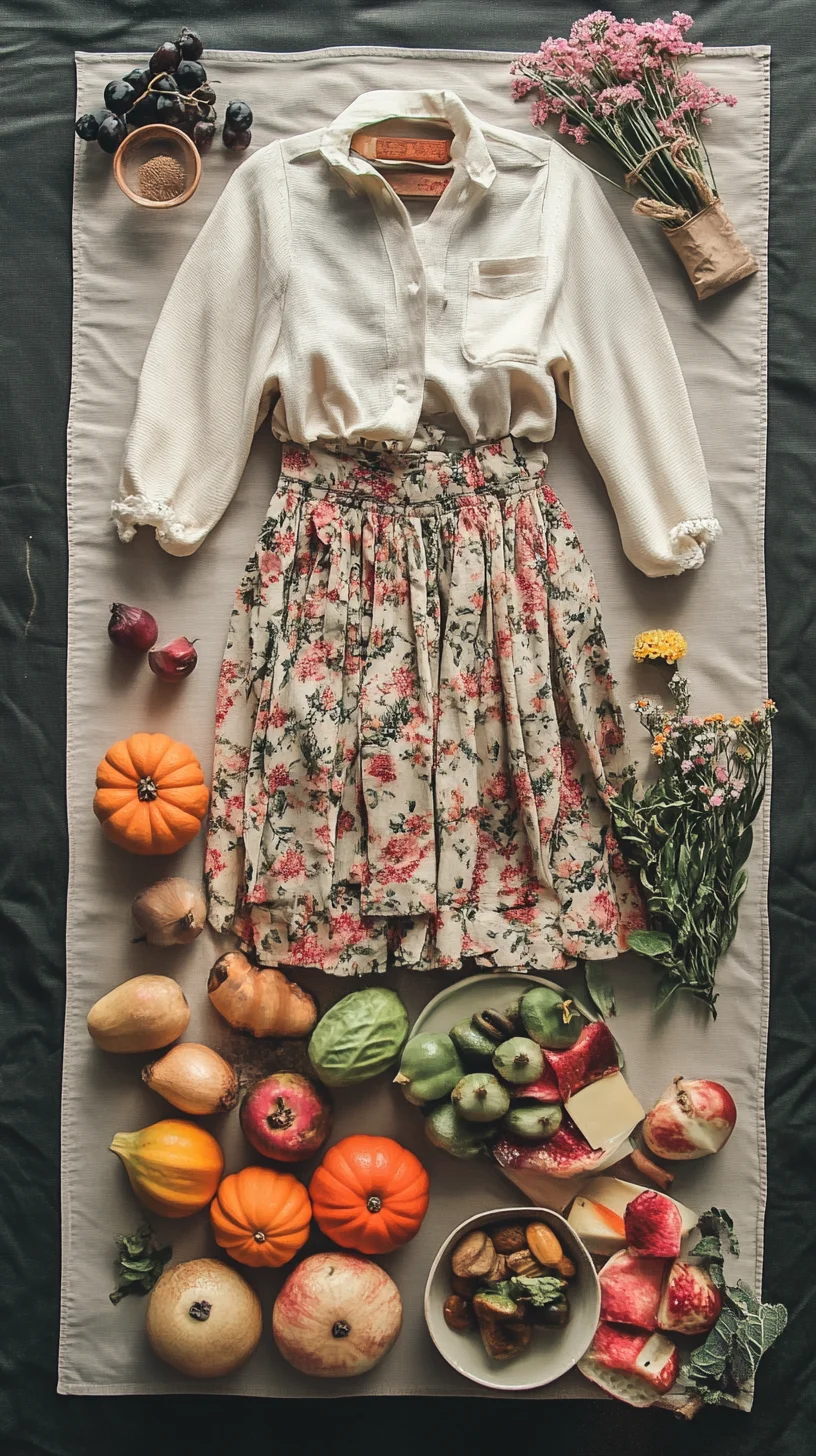 Embrace Autumn Vibes: A Floral Skirt-Matching Blouse Look for Effortless Chic