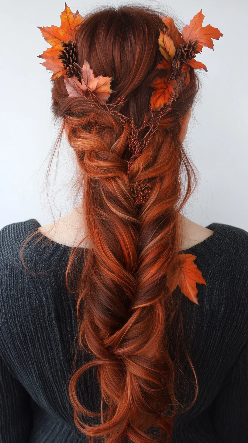 Embrace Autumn's Charm with this Elegant Twisted Hairstyle Adorned with Nature's Touch