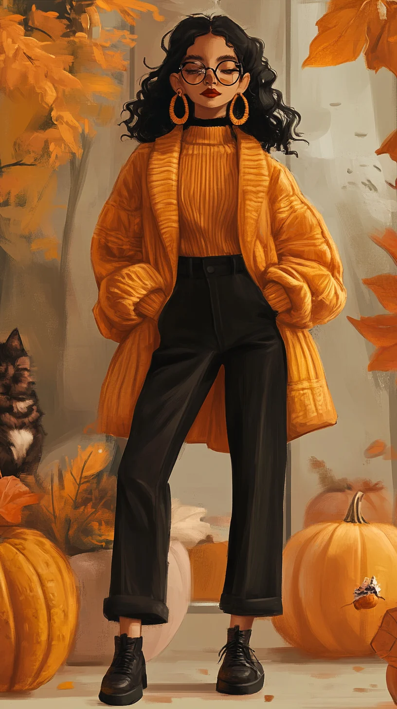 Embrace Autumn's Warmth: Cozy Oversized Knit and Chic High-Waisted Trousers