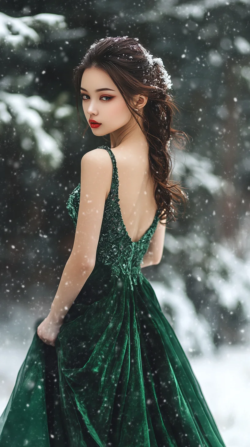 Embrace Elegance: A Stunning Emerald Gown for Wintry Whimsy