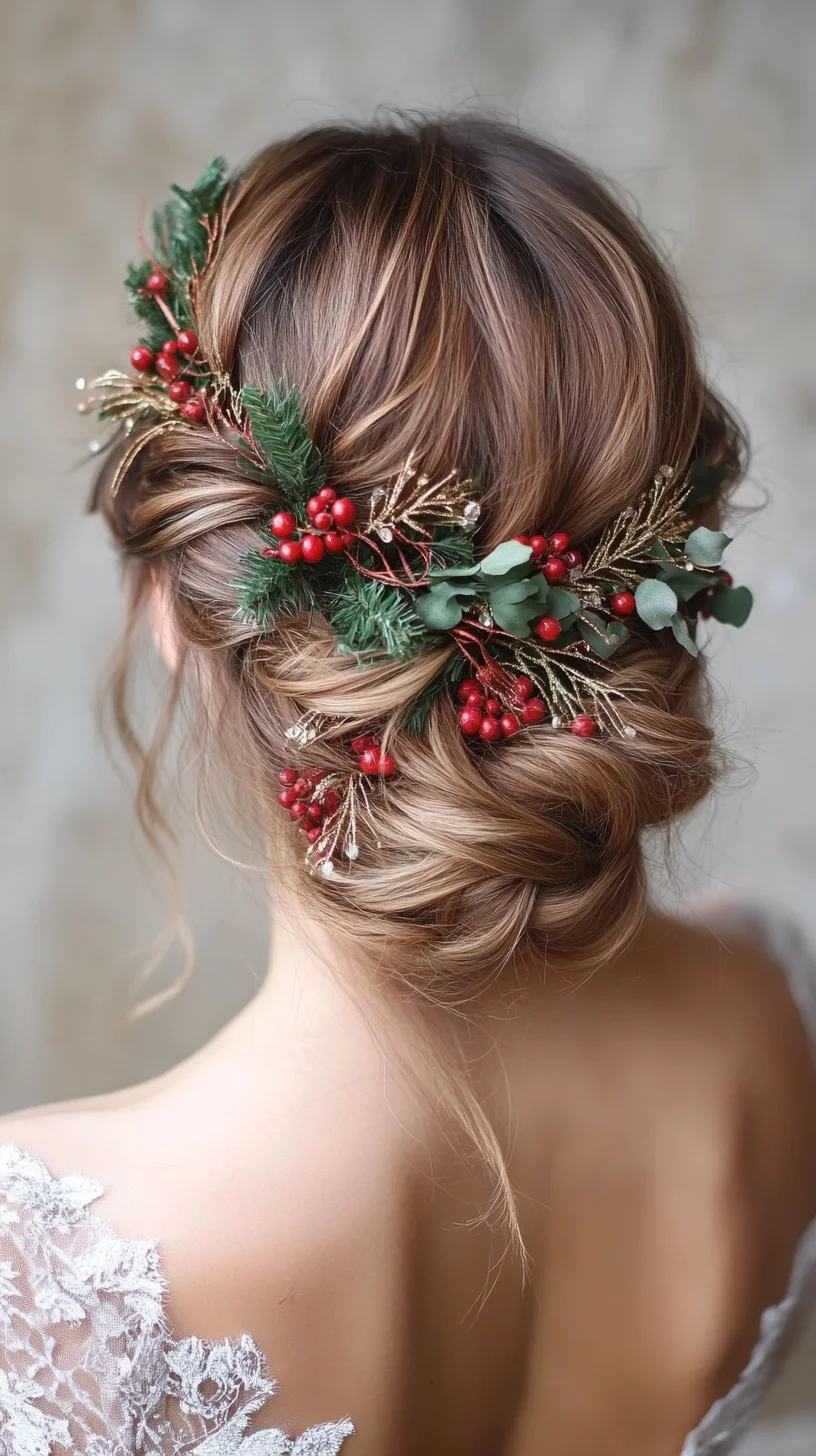 Embrace Elegance: Festive Updo with Natural Accents for a Stunning Look