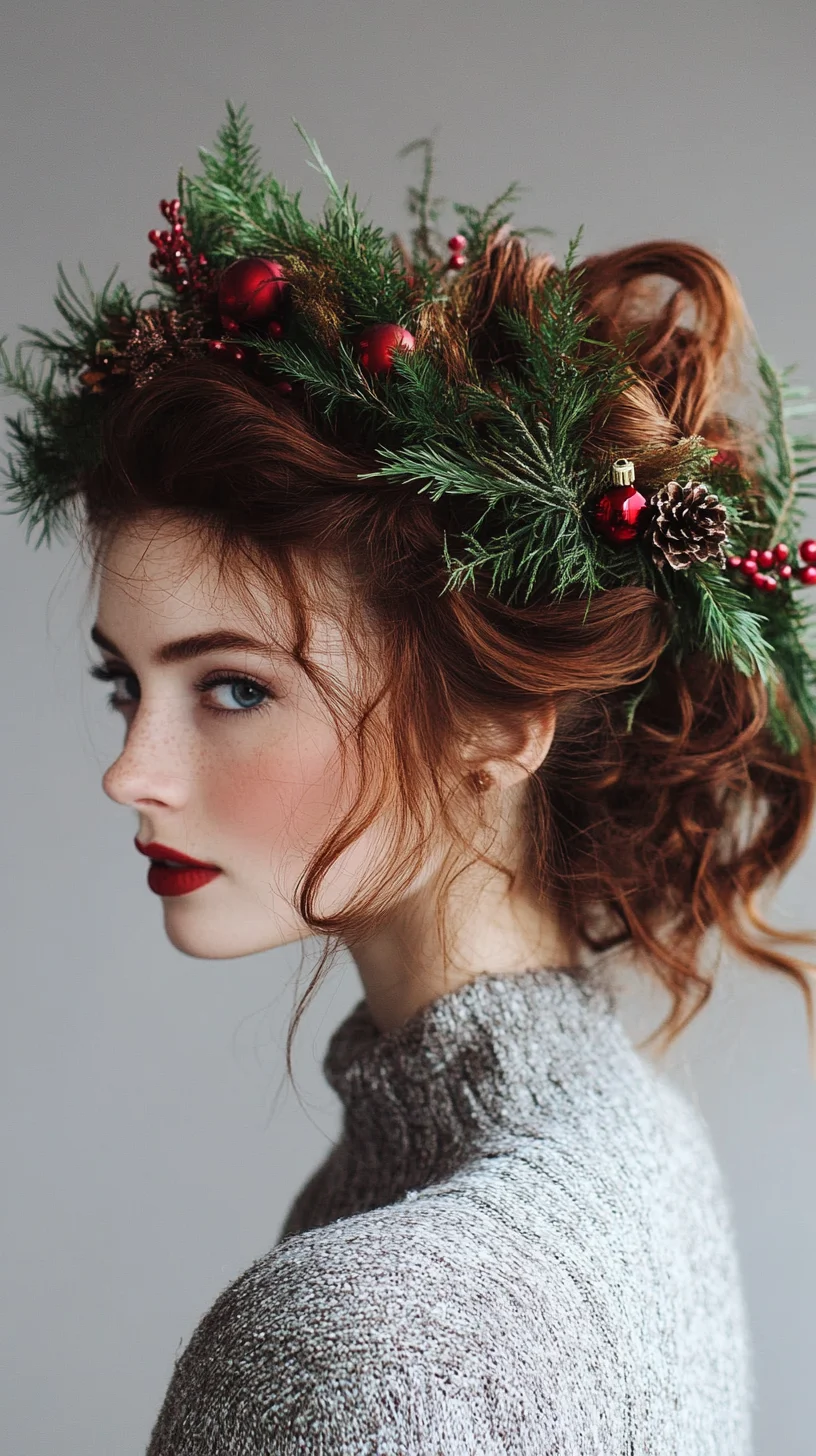 Embrace Nature: The Elegant Holiday Hairstyle Crafted from Greens and Textured Curls