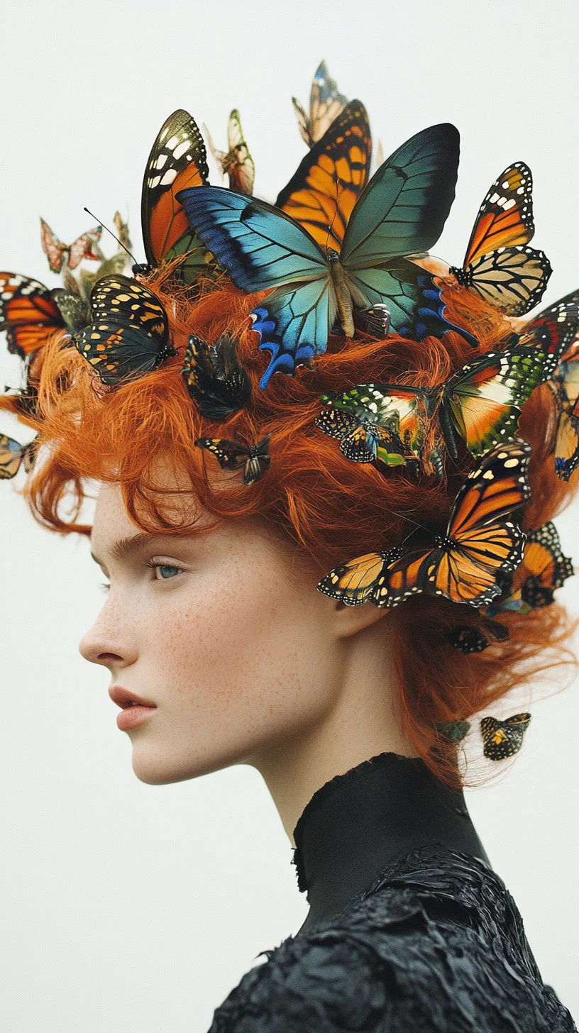 Embrace Nature’s Touch: Vibrant Butterfly Crown Hairstyle