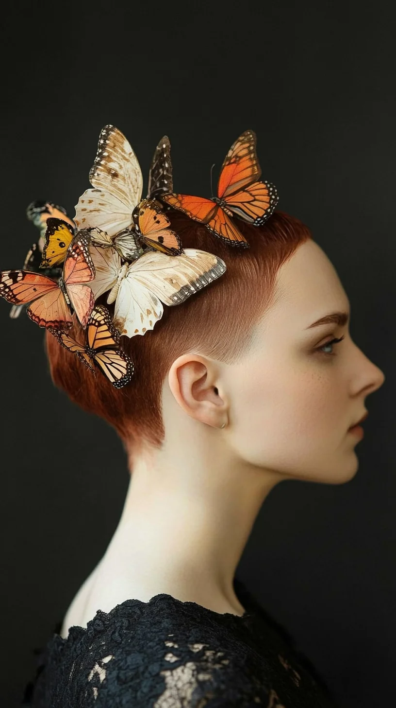 Embrace the Elegance: Nature-Inspired Short Hair with Butterfly Accents