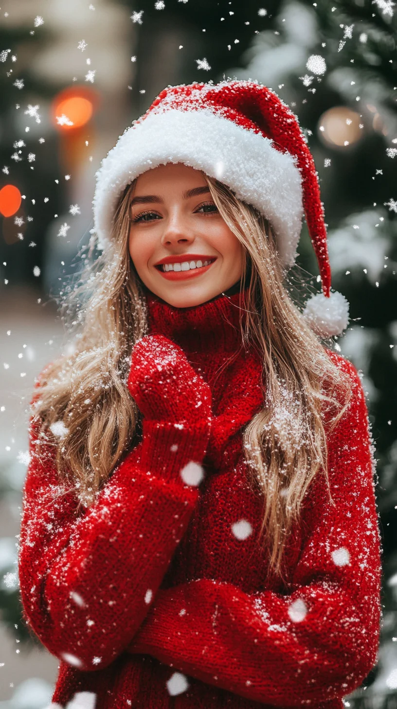 Embrace the Festive Spirit: Cozy Red & White Winter Wonderland Look