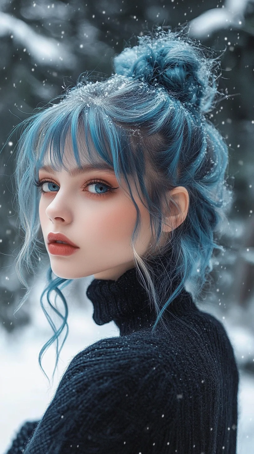 Embrace the Frost: Stunning Icy Blue Bun Perfect for Winter Vibes