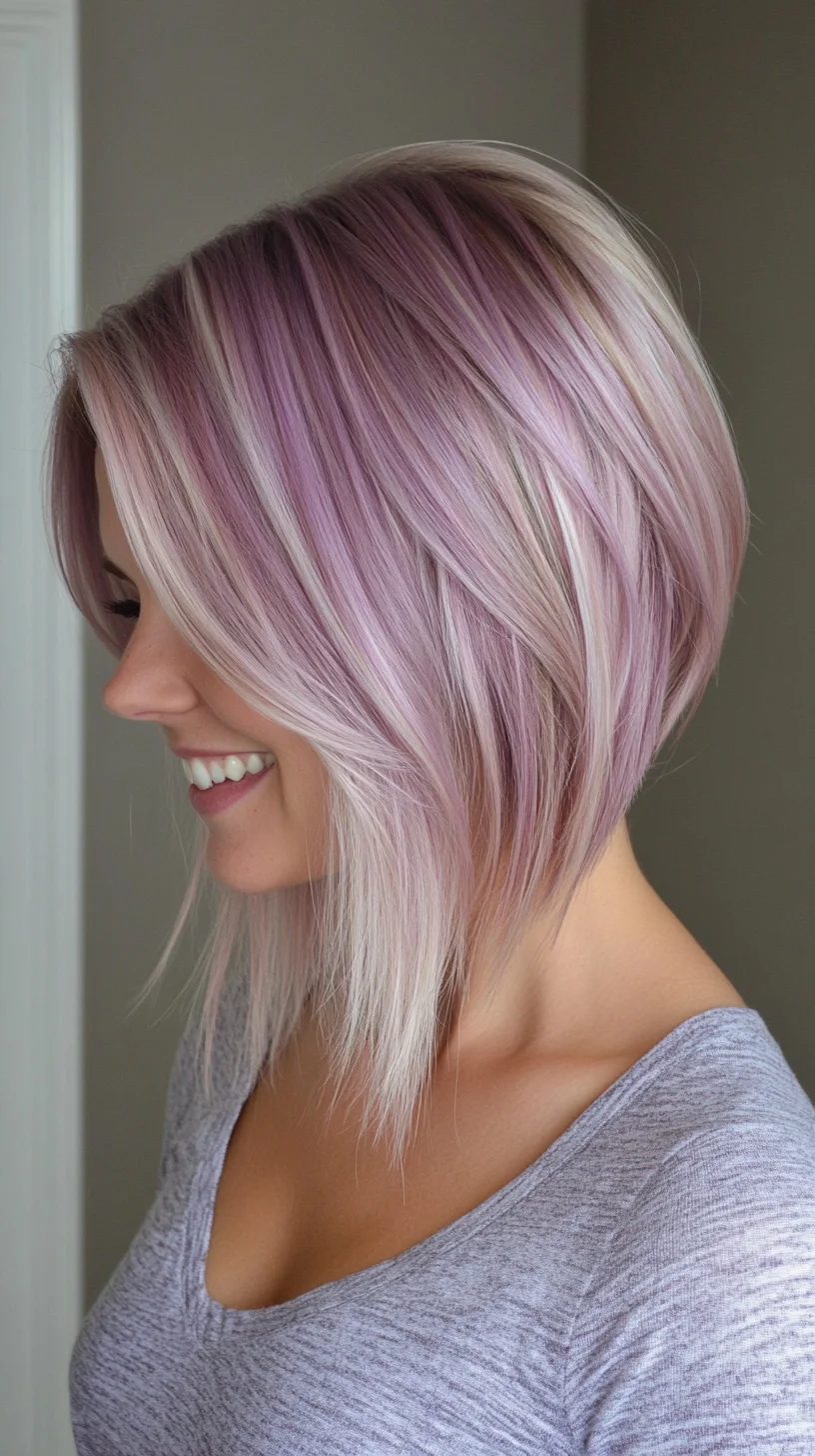 Embrace the Trend: A Chic, Pastel-Lavender Bob with Dimension