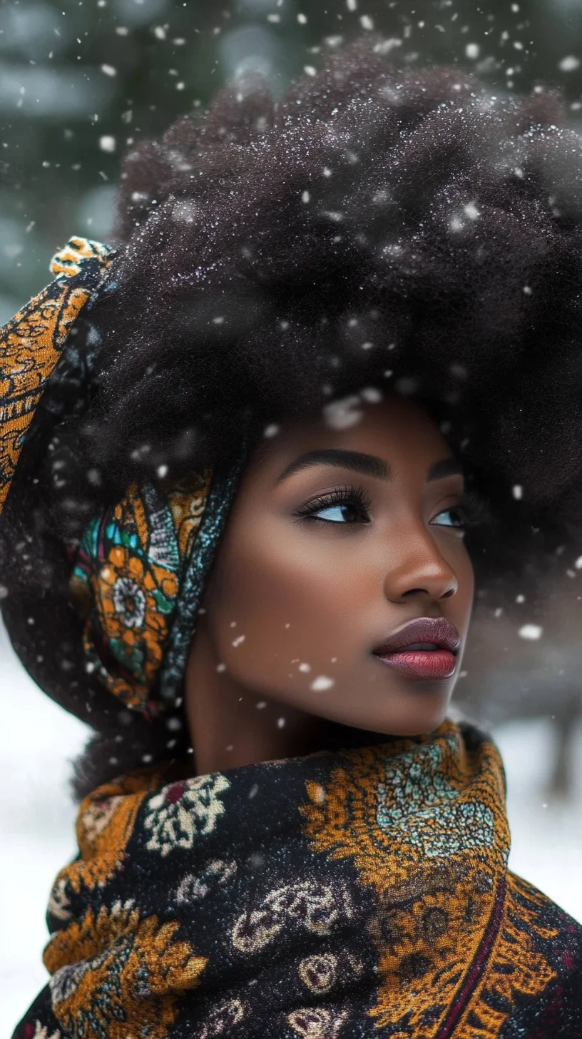 Embrace the Volume: Stunning Natural Afro with Chic Headwrap Style