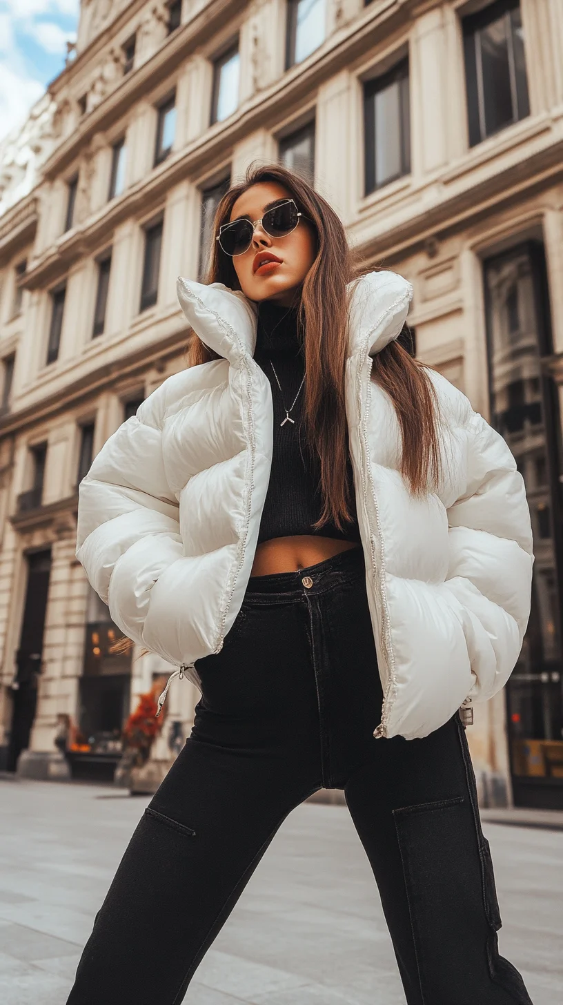 Embrace Urban Chic: The Bold Monochrome Puff Jacket Look