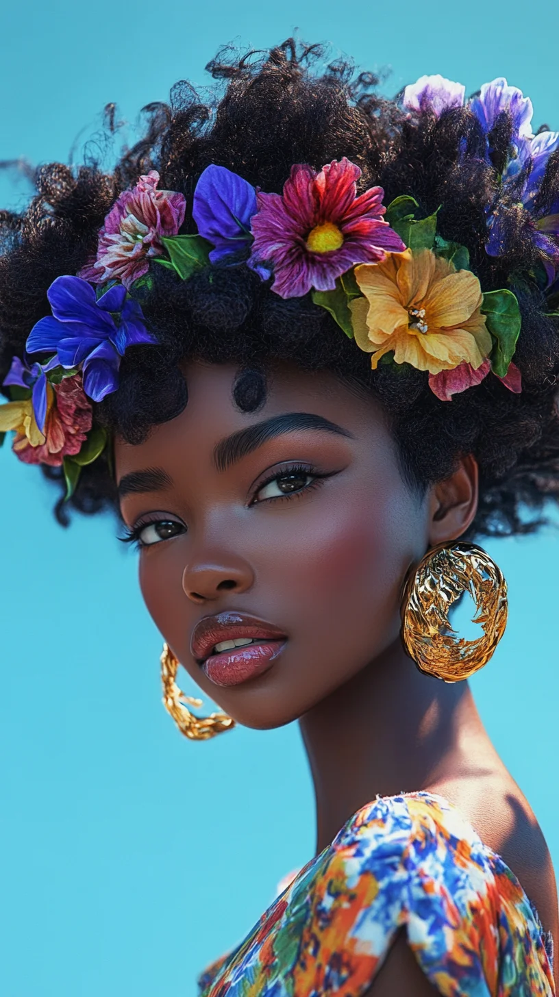 Embrace Vibrant Curls: A Floral Crown for Effortless Bohemian Elegance