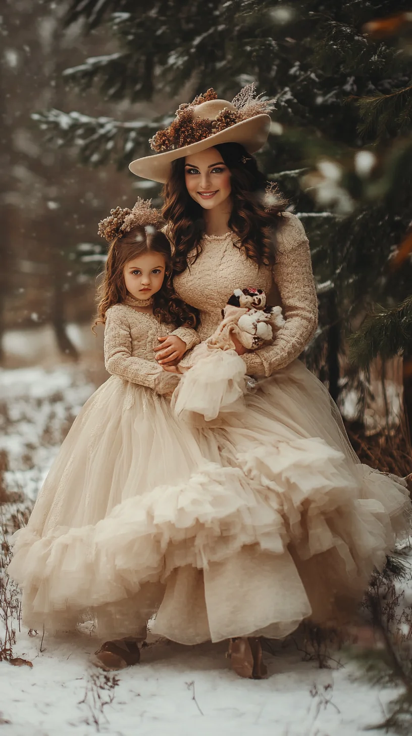 Embrace Winter Elegance: Mother-Daughter Duo in Cozy Cream and Tulle