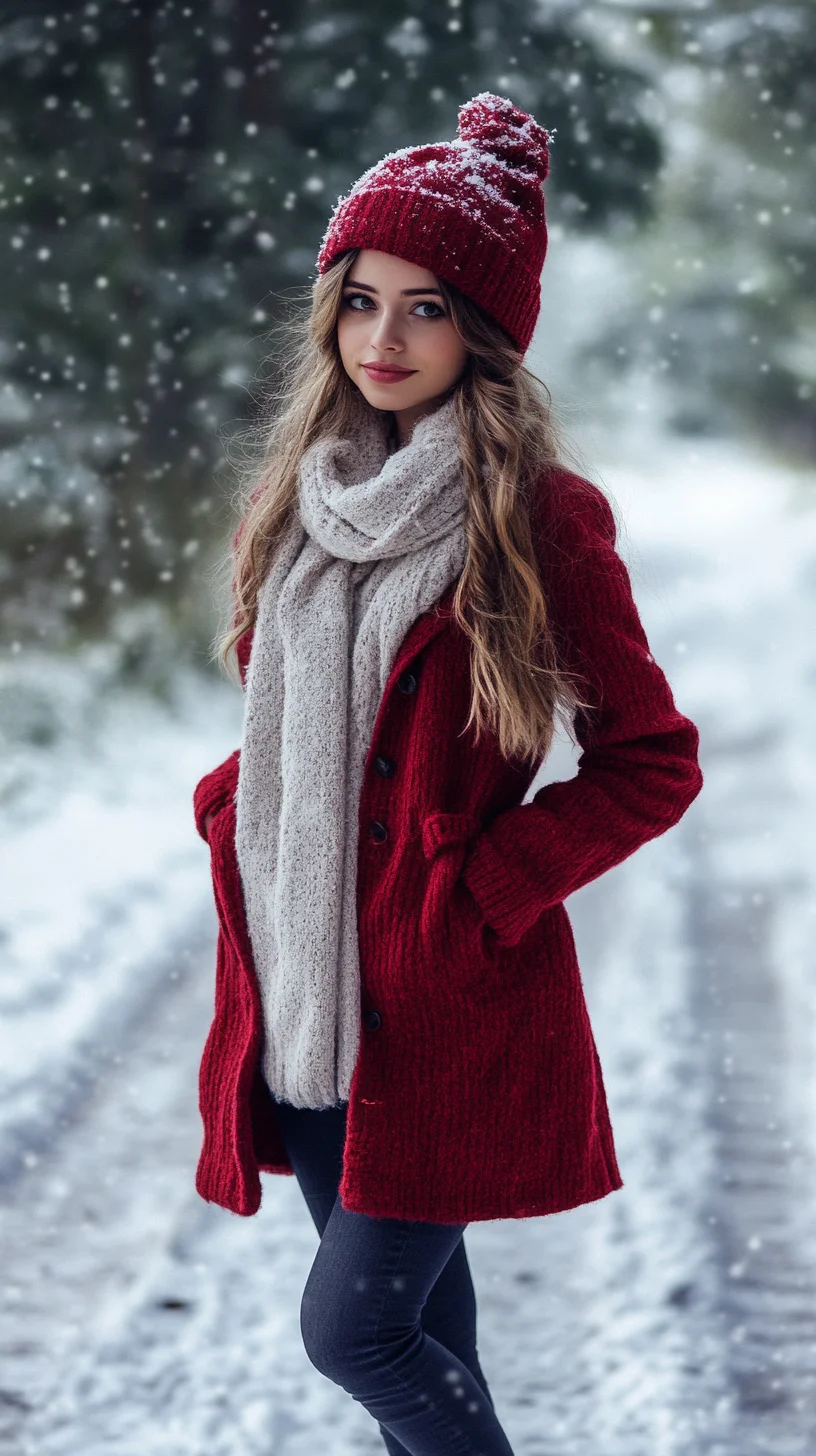 Embrace Winter Vibes: Chic Red Coat and Cozy Accessories for Frosty Days