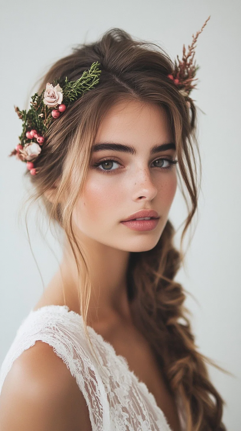 Enchanted Floral Updo: A Whimsical Touch for Effortless Elegance