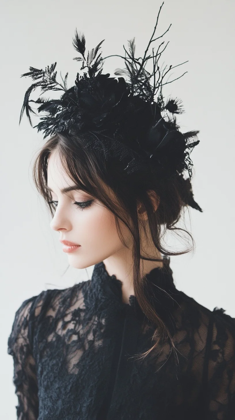 Enchanting Elegance: A Gothic-Inspired Updo with Artistic Flourishes