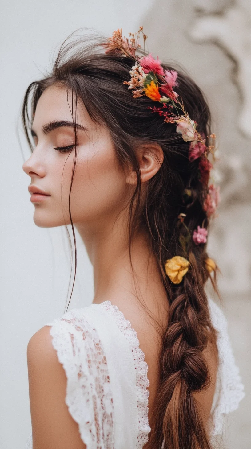 Enchanting Floral Braid: A Romantic Blend of Elegance and Nature