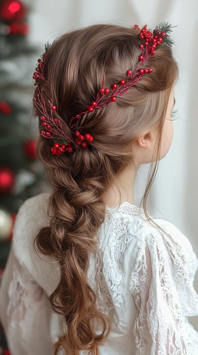 Enchanting Holiday Braid: A Festive Twist with Red Accents