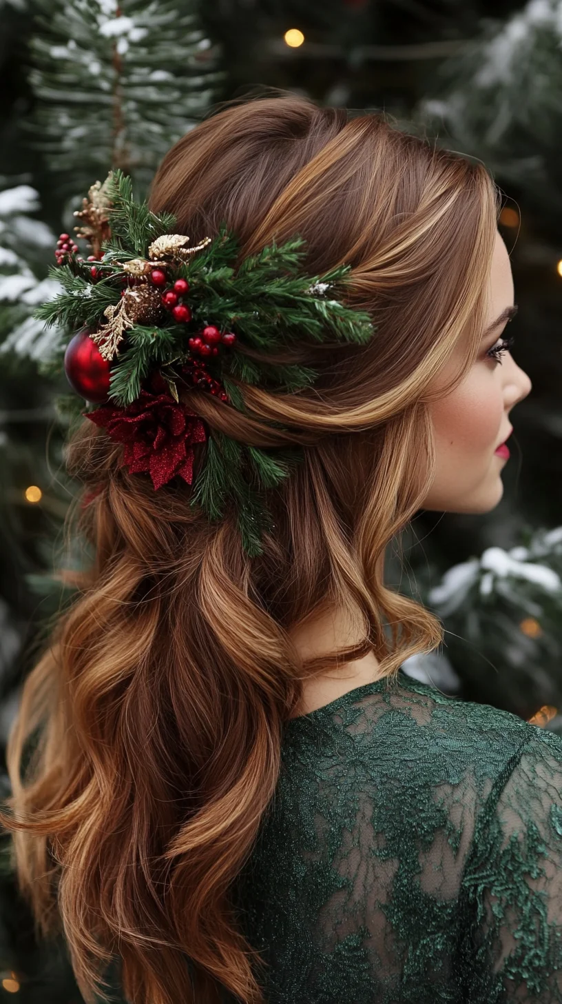 Enchanting Holiday Waves: A Festive Hairstyle with Natural Elegance