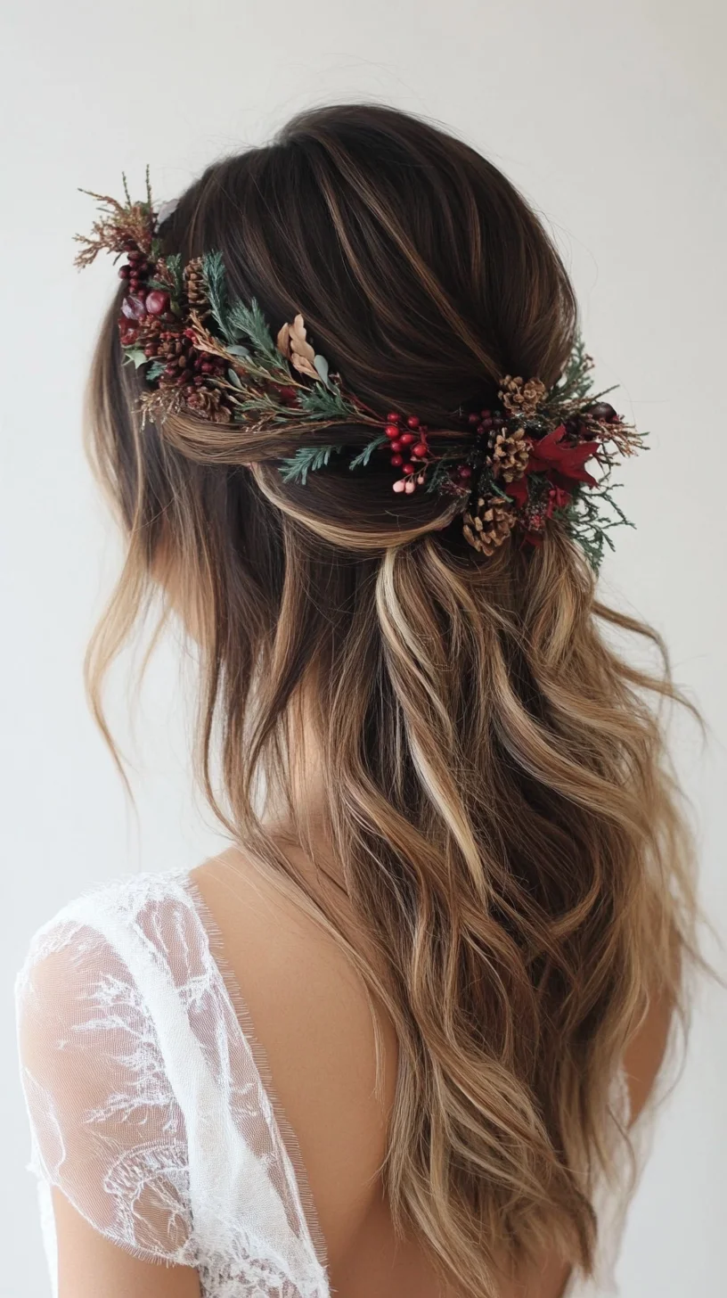 Enchanting Nature-Inspired Half-Up Style with Floral Accents