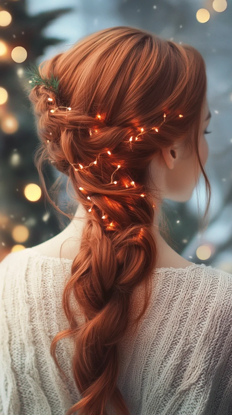 Enchanting Twisted Braid with Fairy Lights for a Whimsical Look