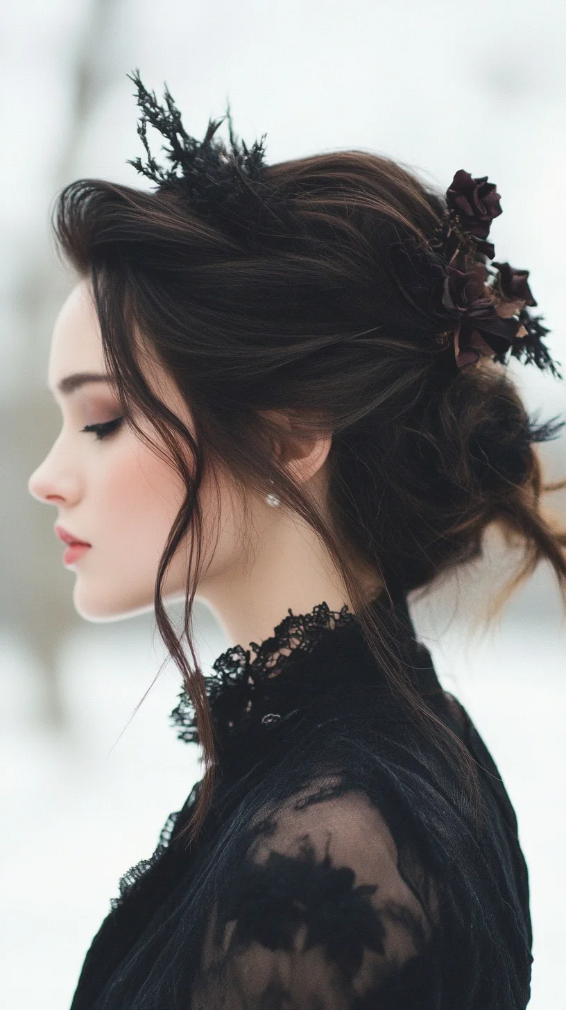 Enchanting Updo with Romantic Flourishes for a Mysterious Vibe