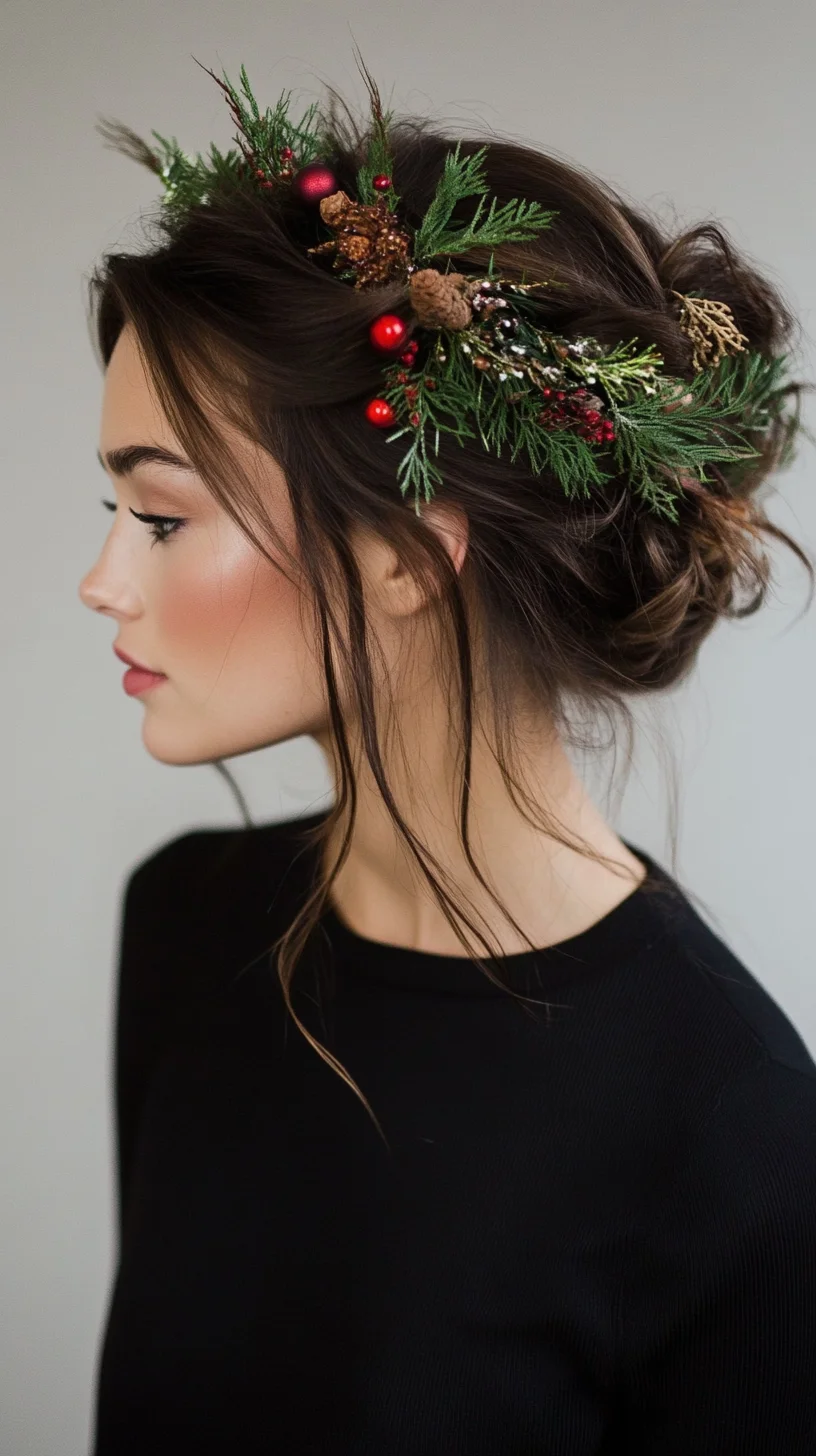 Enchanting Woodland Updo: A Perfect Festive Elegance