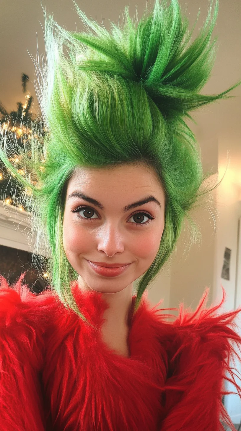 Eye-Catching Green Spikes: A Bold Playful Hairstyle for the Adventurous!