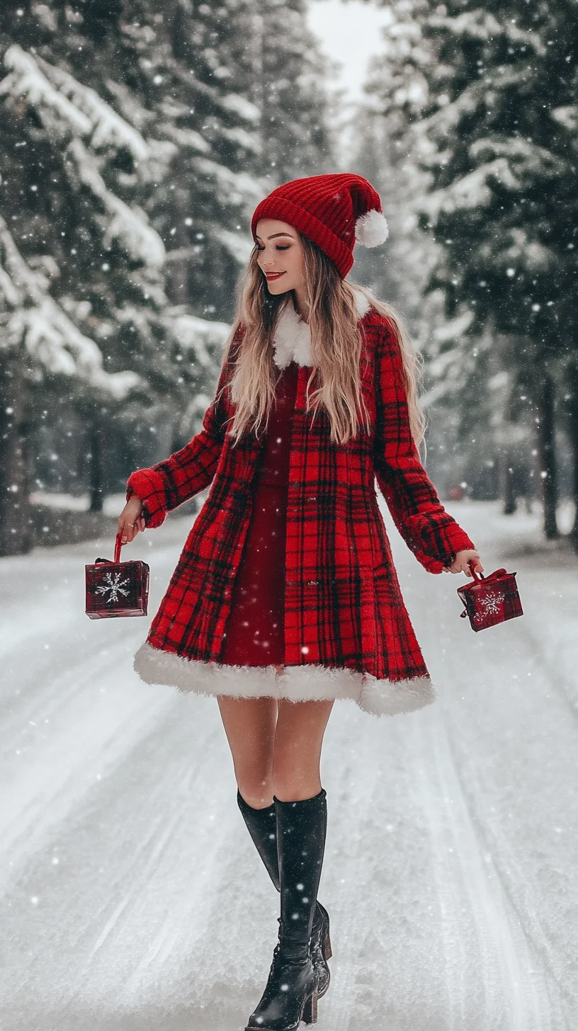 Festive Charm: Rocking Plaid and Red for a Cozy Winter Wonderland Look