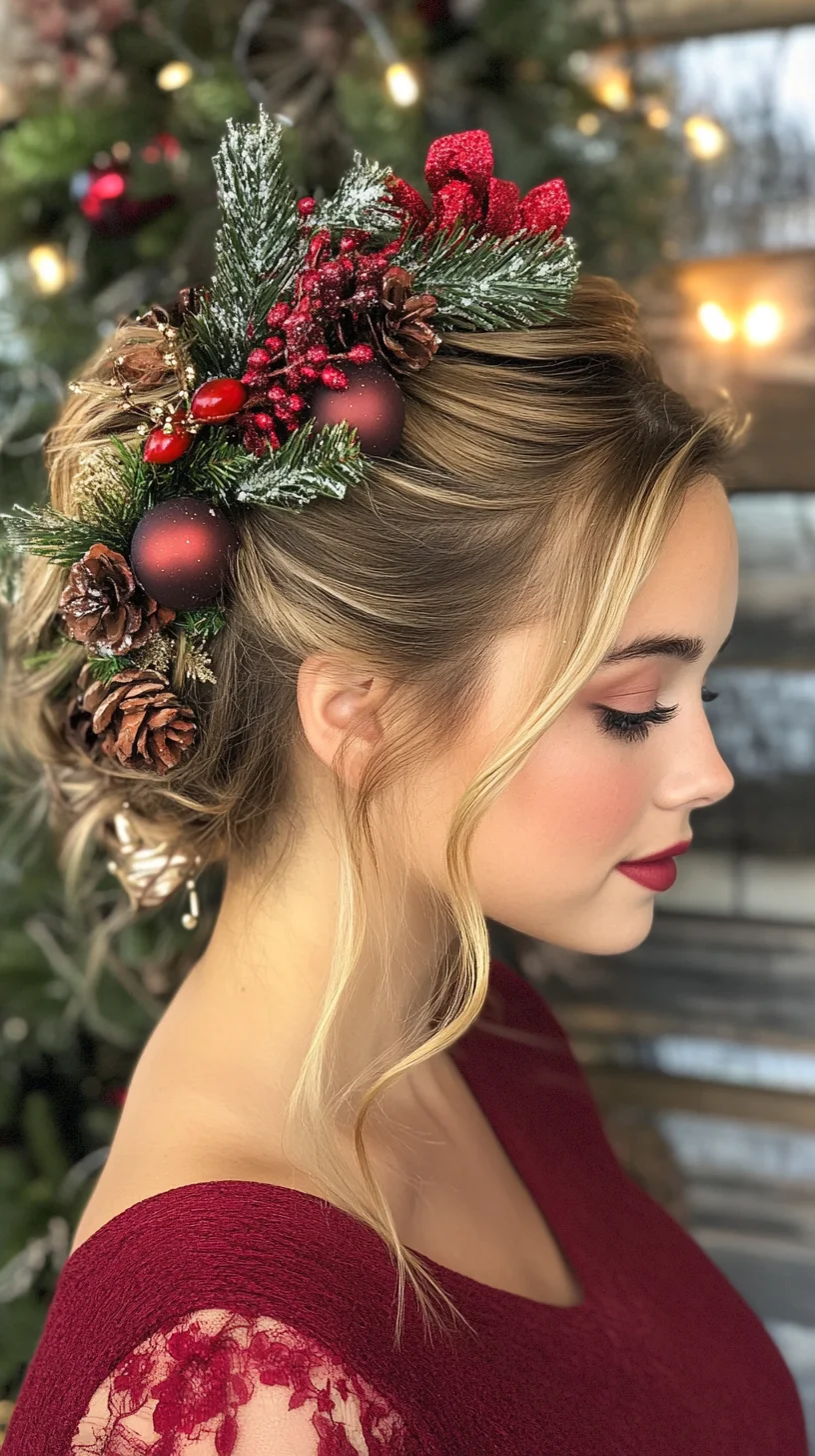 Festive Elegance: Create a Show-Stopping Holiday Updo with Nature-Inspired Accents