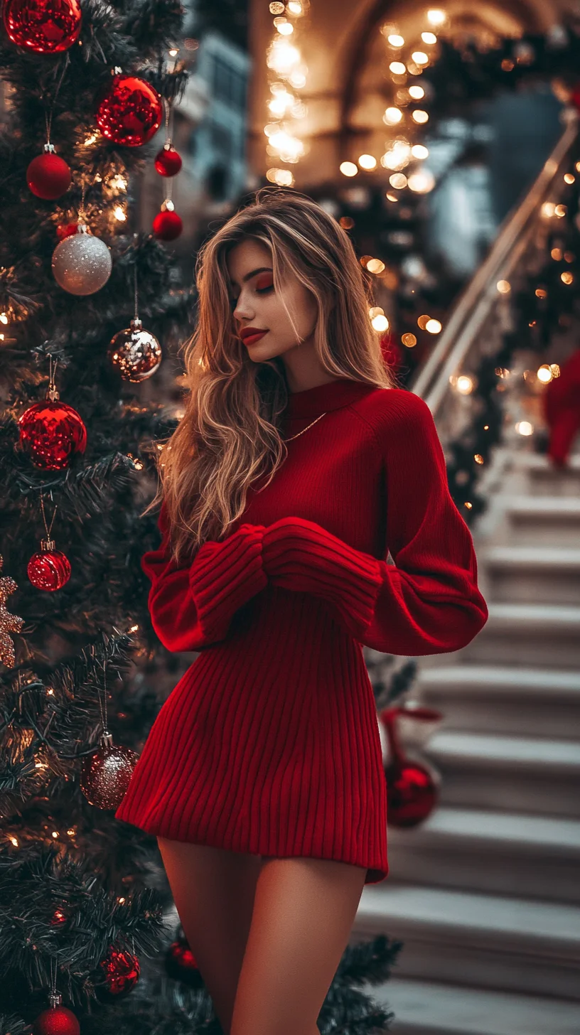 Festive Elegance: Embrace the Glamour of Holiday Knits with a Chic Red Sweater Dress