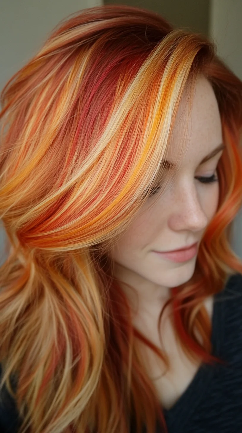 Fiery Sunset Waves: The Bold and Vibrant Hairstyle for Standout Looks