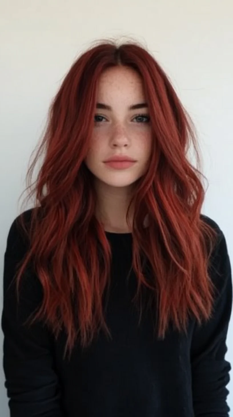 Flawless Fiery Waves: A Bold Red Hairstyle for Effortless Glam