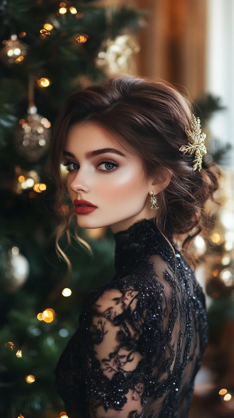 Glamorous Elegance: Captivating Black Lace and Subtle Sparkle for Festive Nights