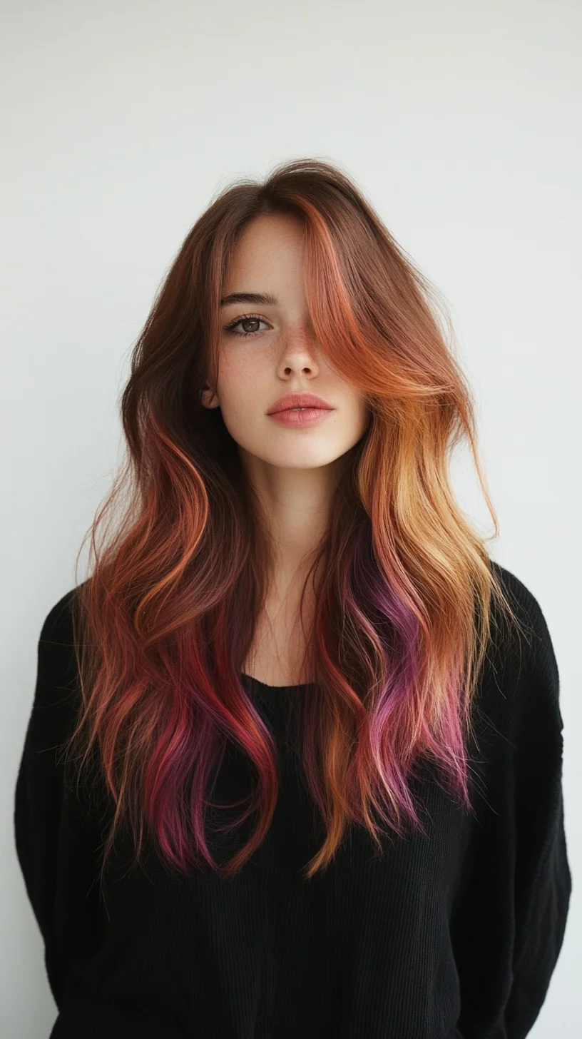 Heading: Bold Ombré Waves: A Stunning Blend of Color and Texture